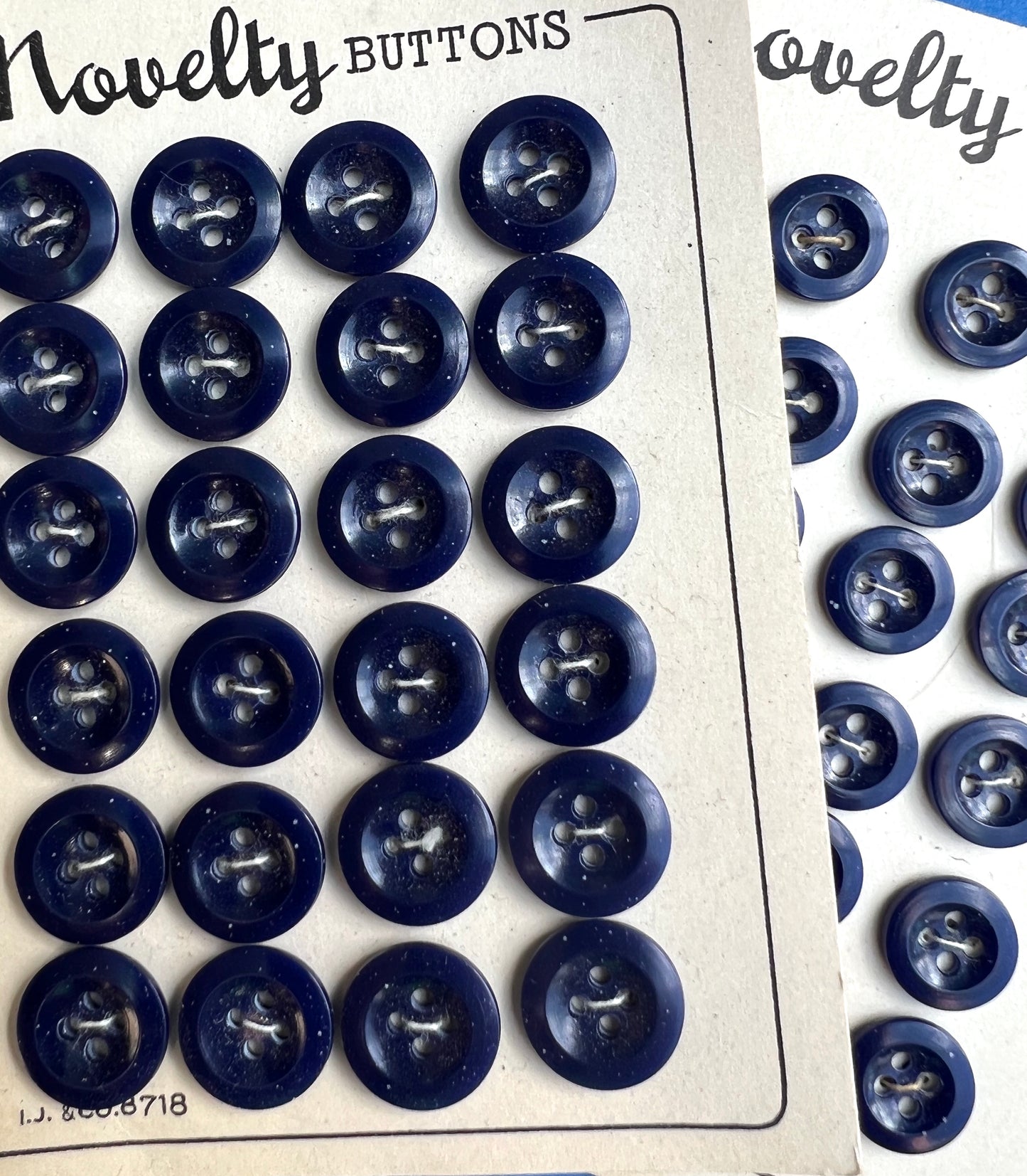 12 or 24 Speckled Deep Blue 1940s  Buttons - 1.7cm, 1.3cm or 1cm