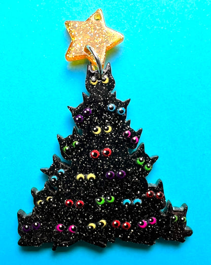 A Christmas Tree of Black Cats... Pendant or Charm