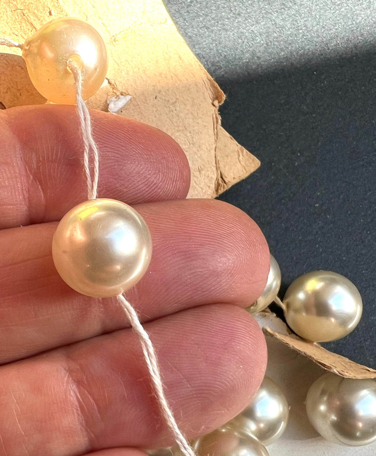 18 - 9mm wide Vintage Faux Pearl Buttons