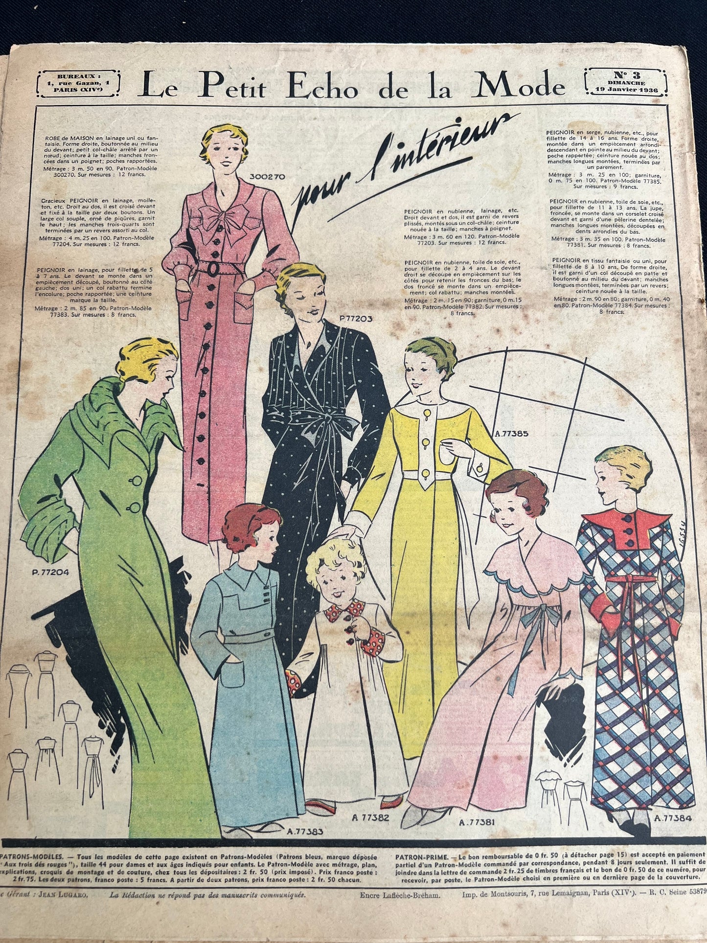 Fancy Dress Hats + Lingerie in 19th January 1936 French Le Petit Echo de la Mode