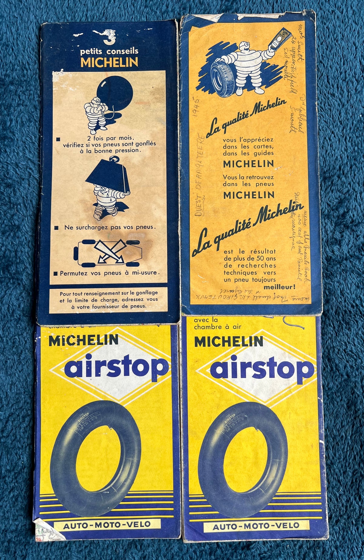 4 French 1940s Michelin Maps of West and Central France