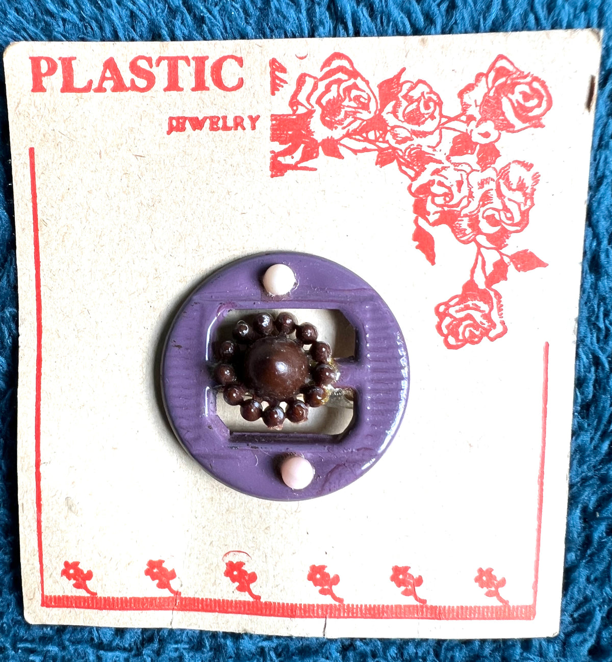 Interesting 1930s Lilac and Maroon Plastic Brooch