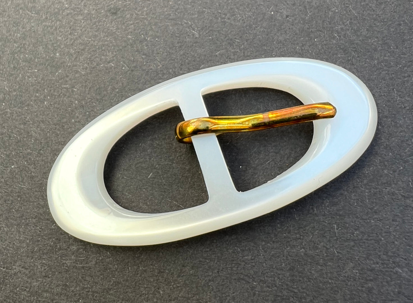 Glowing White Vintage Lucite 5.5cm Buckle for up to 1.6cm Belt