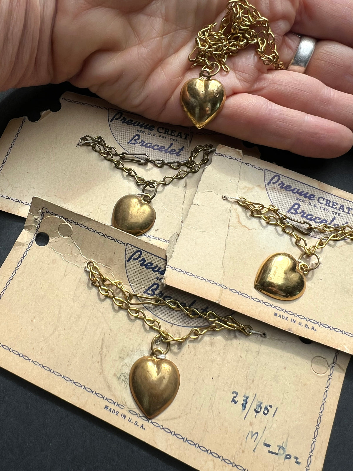 1940s Children's Heart Jewellery - 3 Bracelets + 1 Necklace - All Tarnished