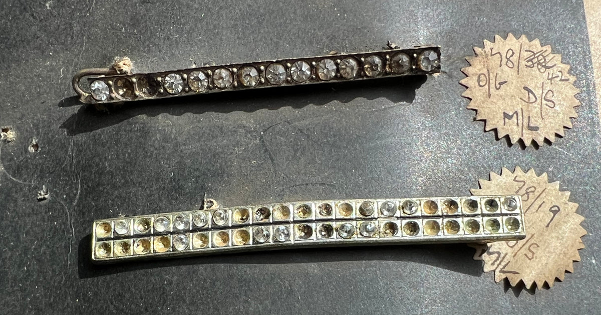 Sample Sheet of 6 1930s Hair Clips that Need Some Crystals Replacing