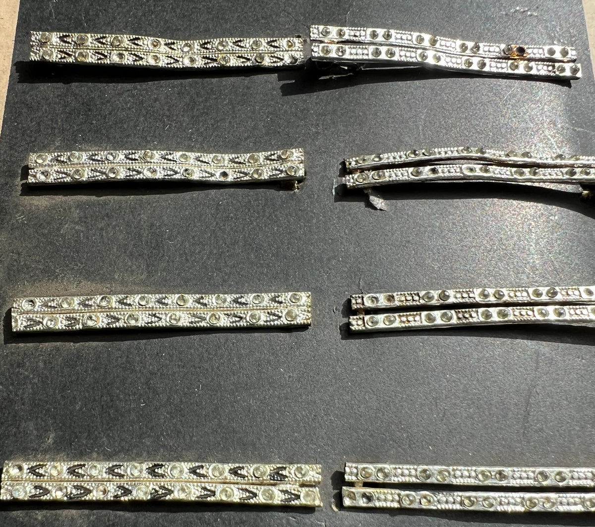 1930s Made in Czecho-Slovakia Sheet of 12 Hair Clips that Need Some Crystals Replacing