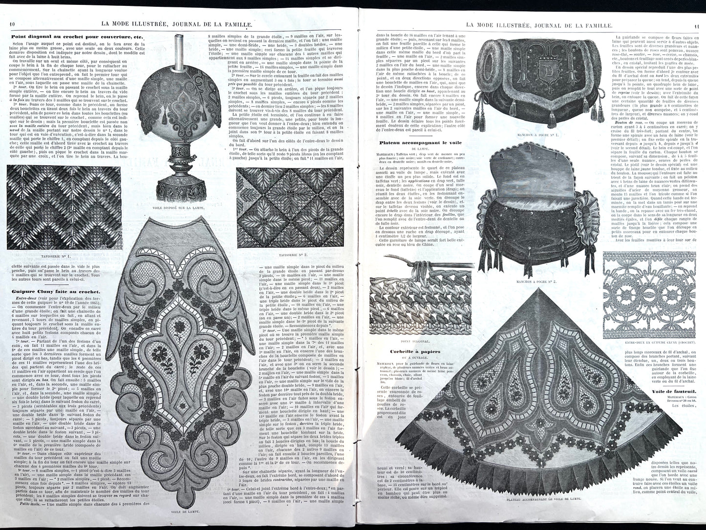 Crochet, Tapestry, Interiors and Fashion 160 Years ago in 7th January 1866 French Women's Paper La Mode Illustree