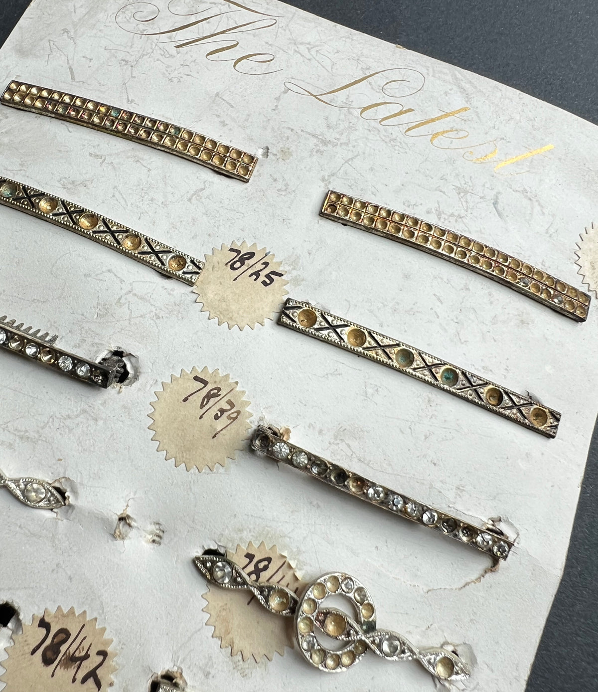12 Deco 1930s Made in CzechoSlovakia Hair Clips that Need Some Crystals Replacing - 6 Different Designs