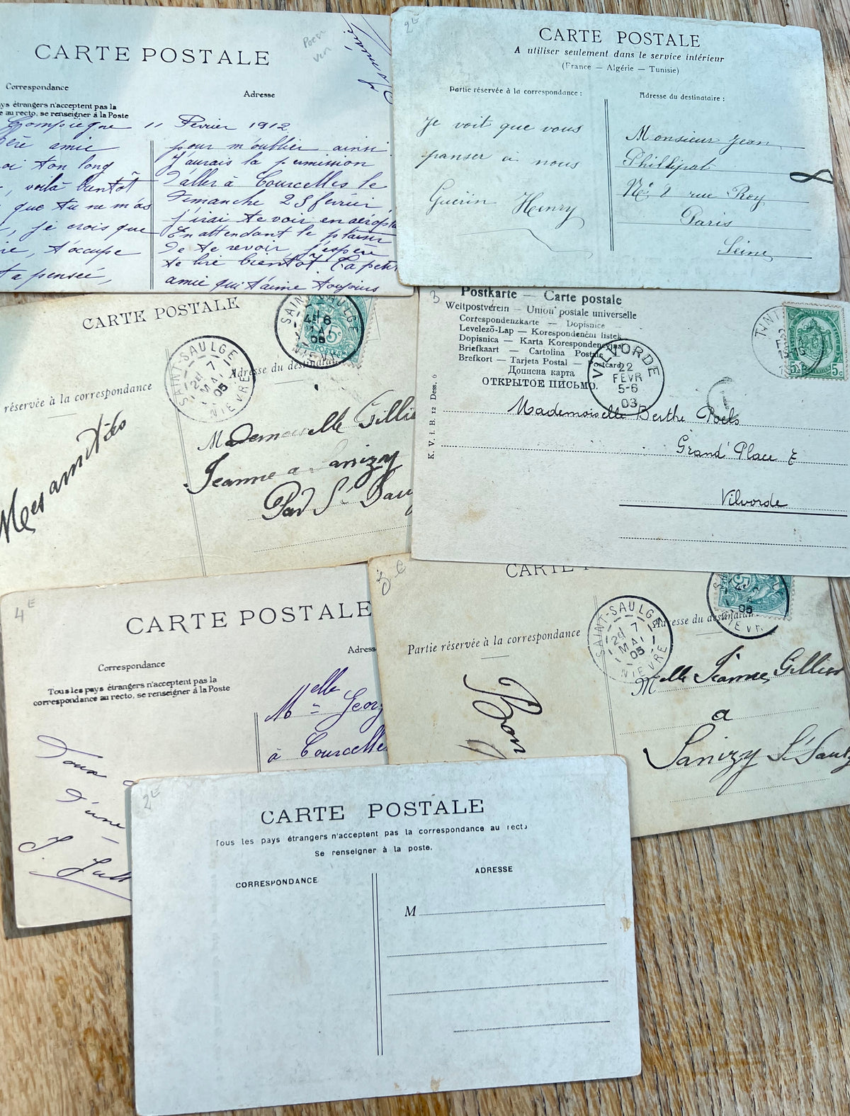 7 Early C20th Romantic French Postcards