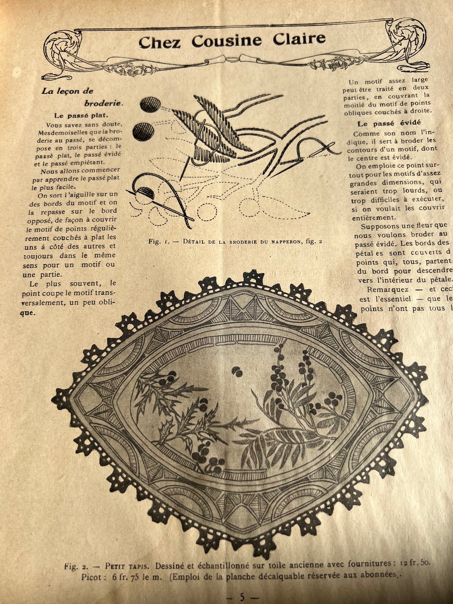 January 1924 French "Mademoiselle" incl Needlework Patterns, Dolls, Fashion, Interiors etc