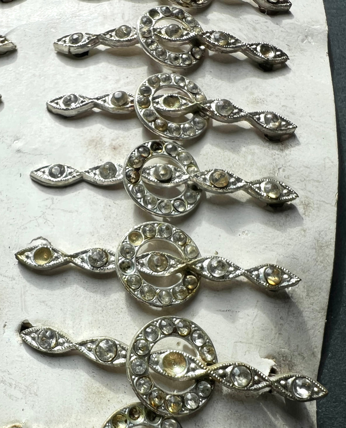 Sheet of 22 Lovely 1930s Hair Clips that Need Some Crystals Replacing