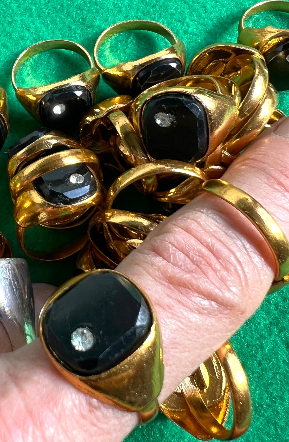 Job Lot of 25 Black and Diamond Signet Rings