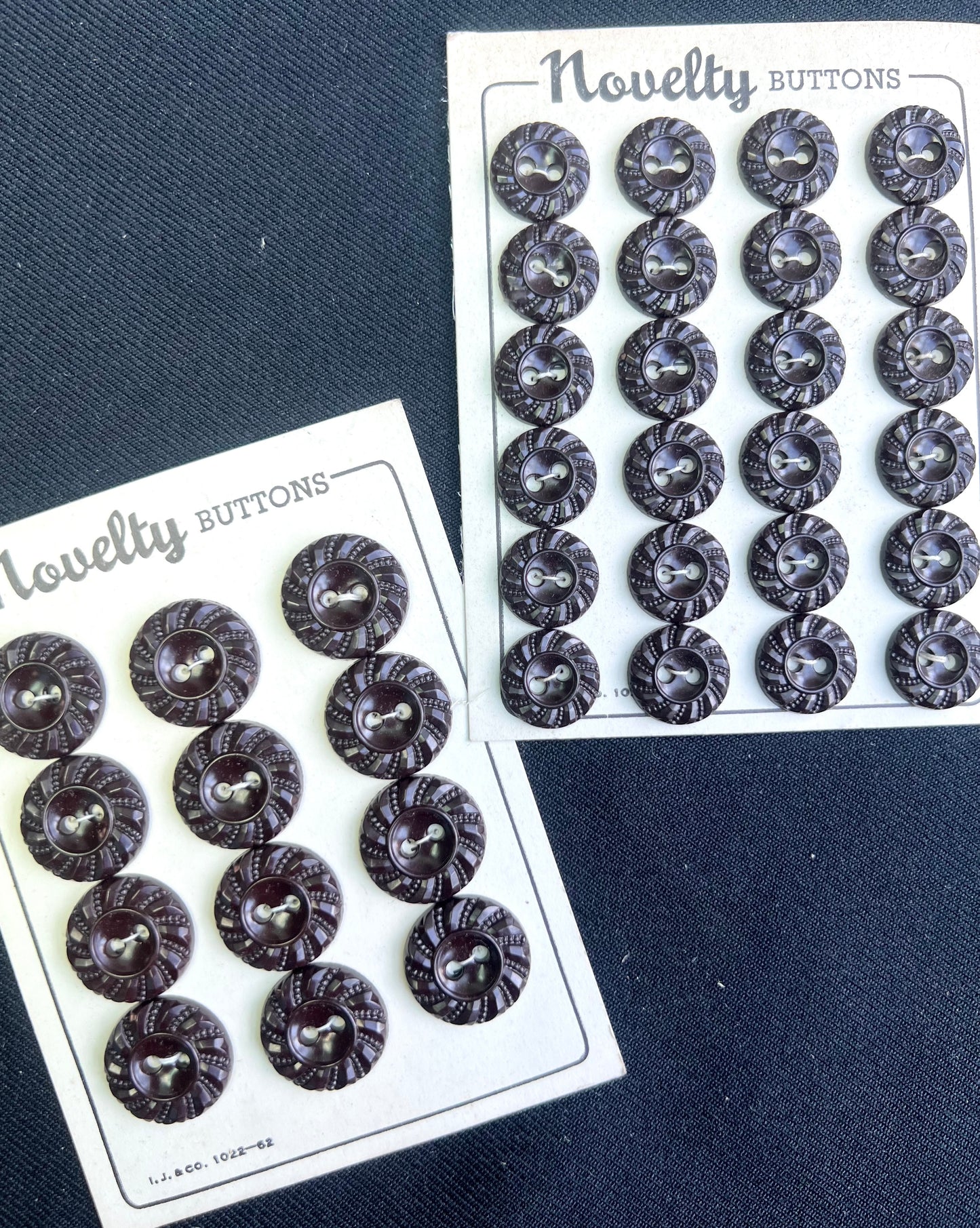Sheets of Swirling Dark Brown Buttons 1.8cm or 1.5cm