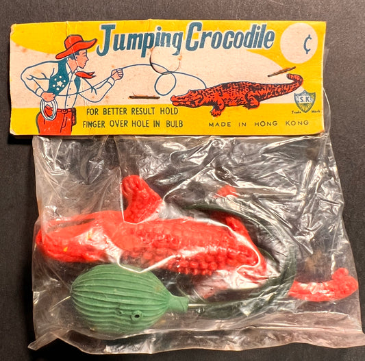 Vintage Jumping Crocodile Toy - Made in Hong Kong