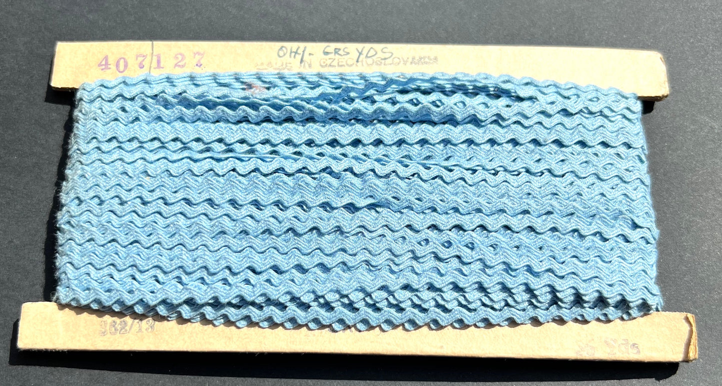 36 yds of 2mm wide Vintage Czech Sky Blue Ric Rac