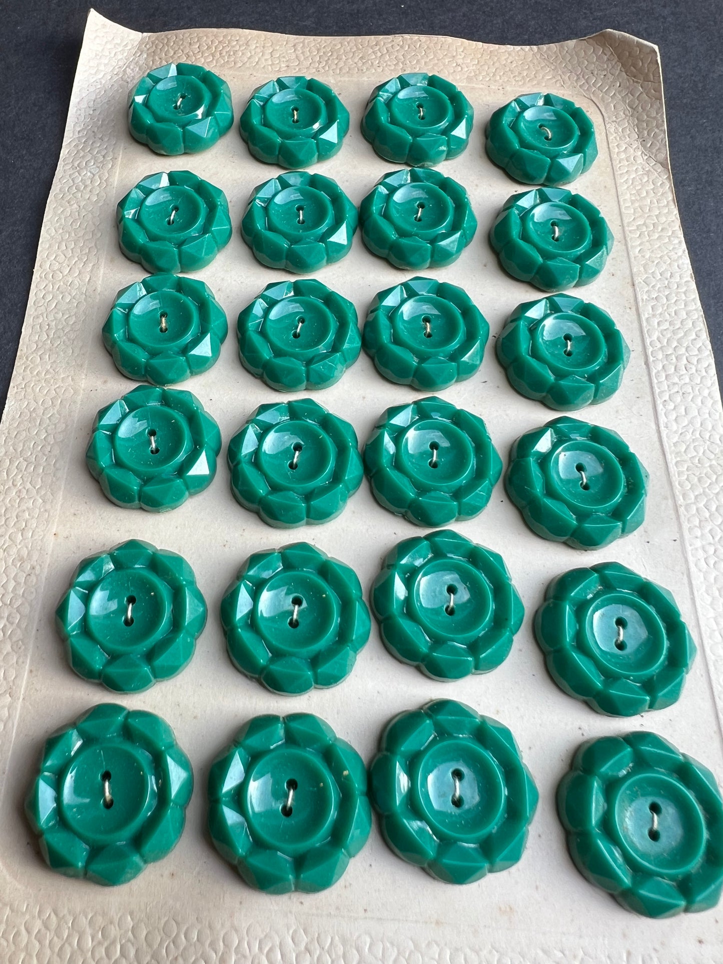 6 or 24 Pleasing Vintage Dark Turquoise Buttons- 1.7cm or 2cm
