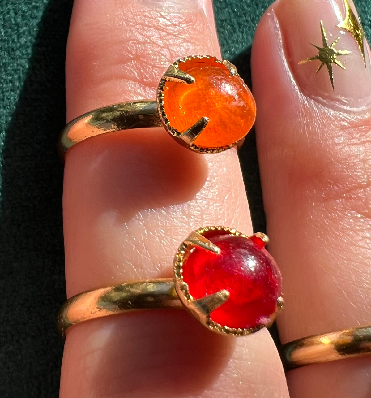 6 Colourful Vintage Adjustable Neon Rings