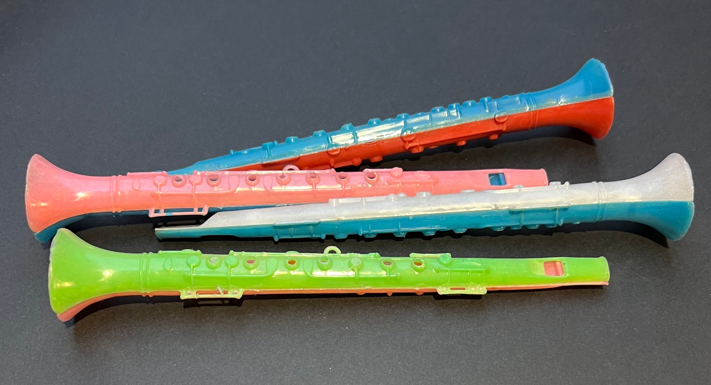 16cm long Vintage Plastic Flute Whistle Made in Hong Kong
