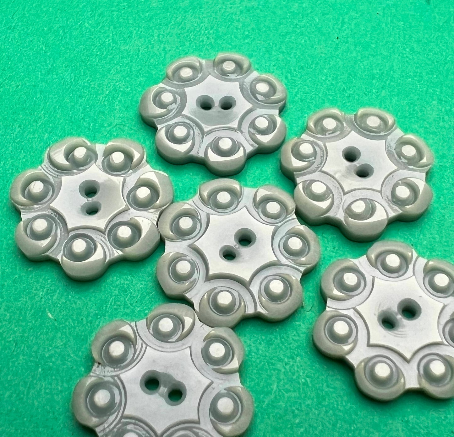 5 or 6 Blue Grey Vintage 1.7cm Buttons