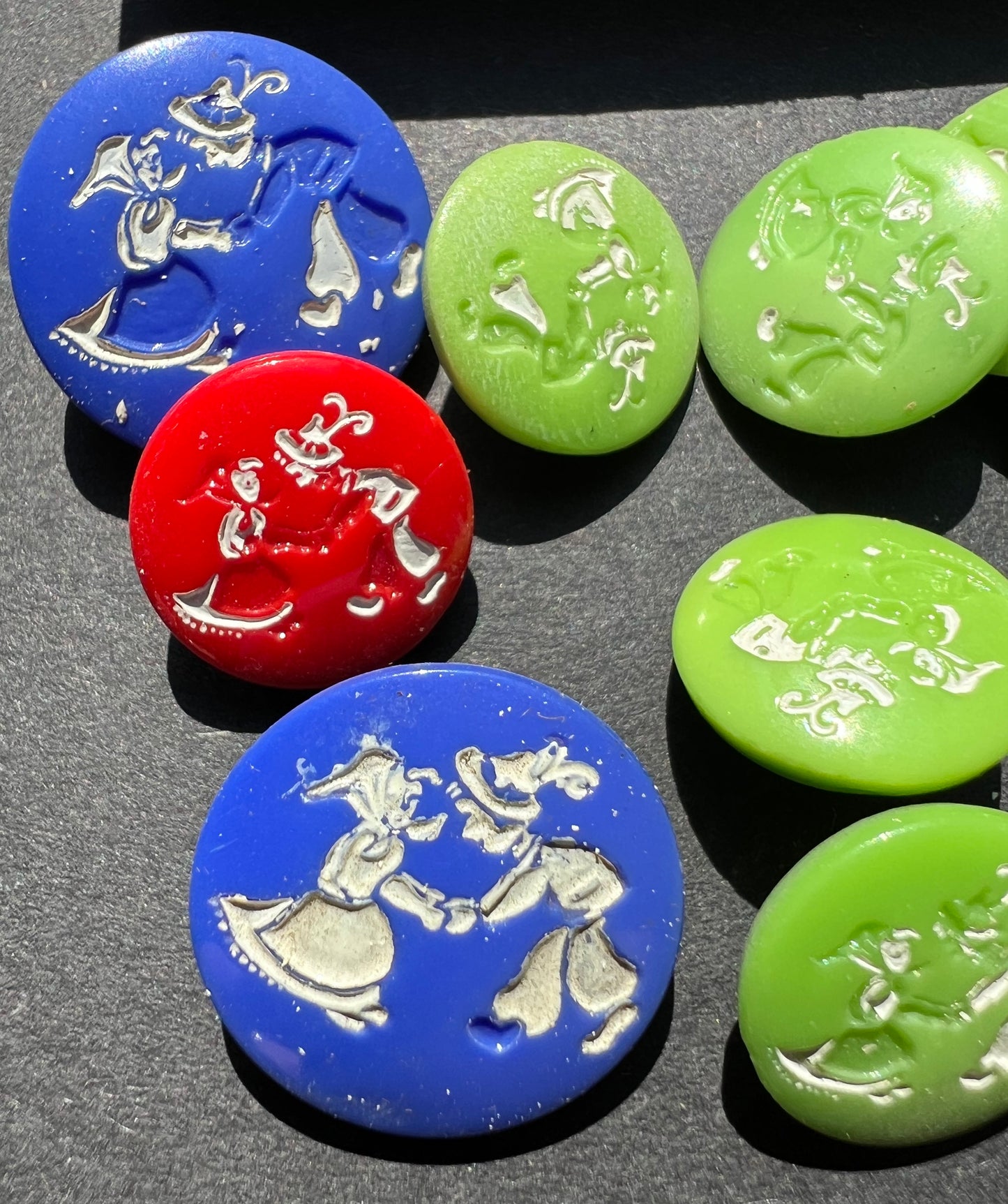 Pretty Vintage Glass Buttons - Need a Paint Touch Up !