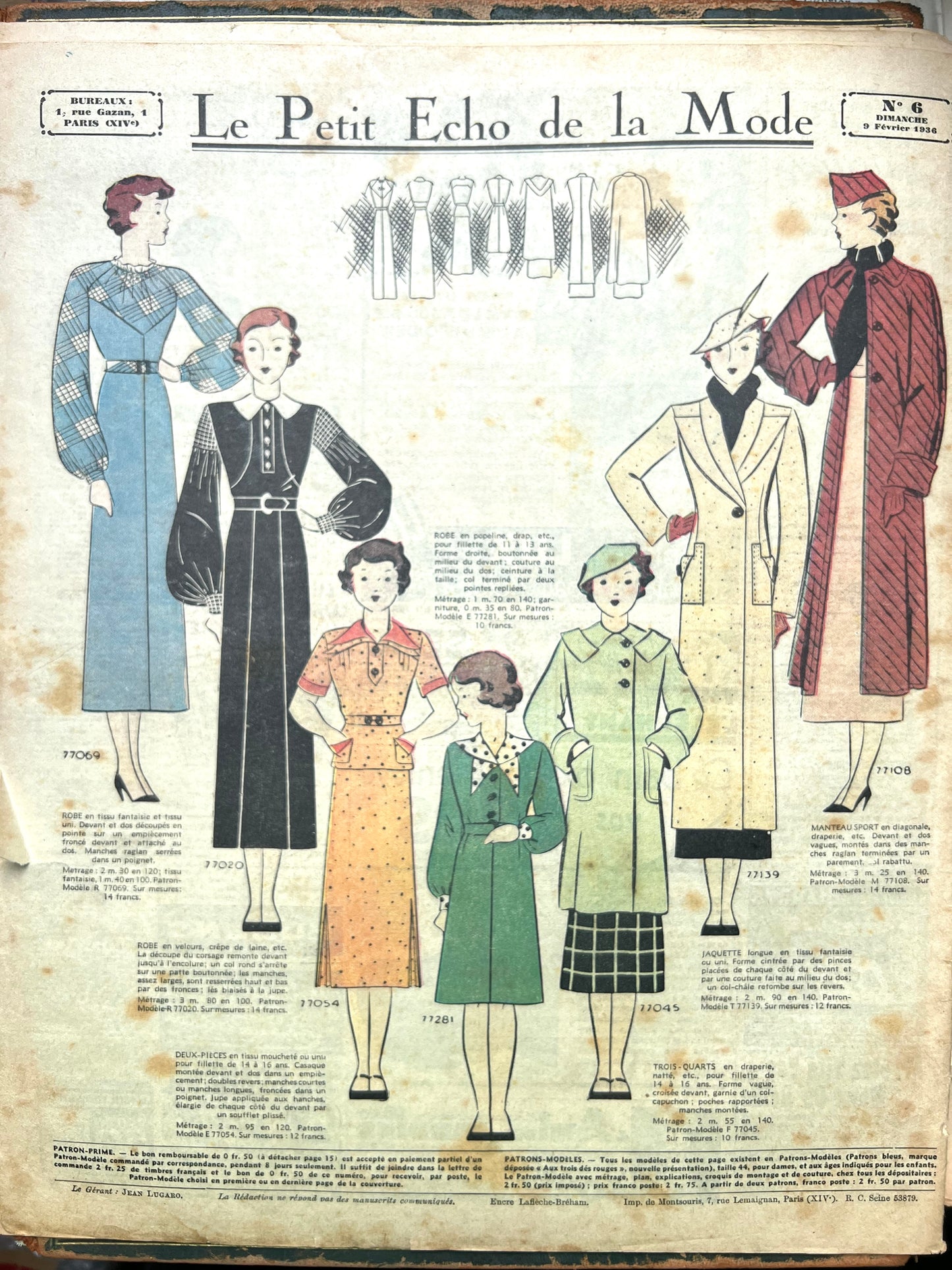 Wedding + Winter Sun Outfits in 9th February 1936 French Fashion Paper Le Petit Echo de la Mode