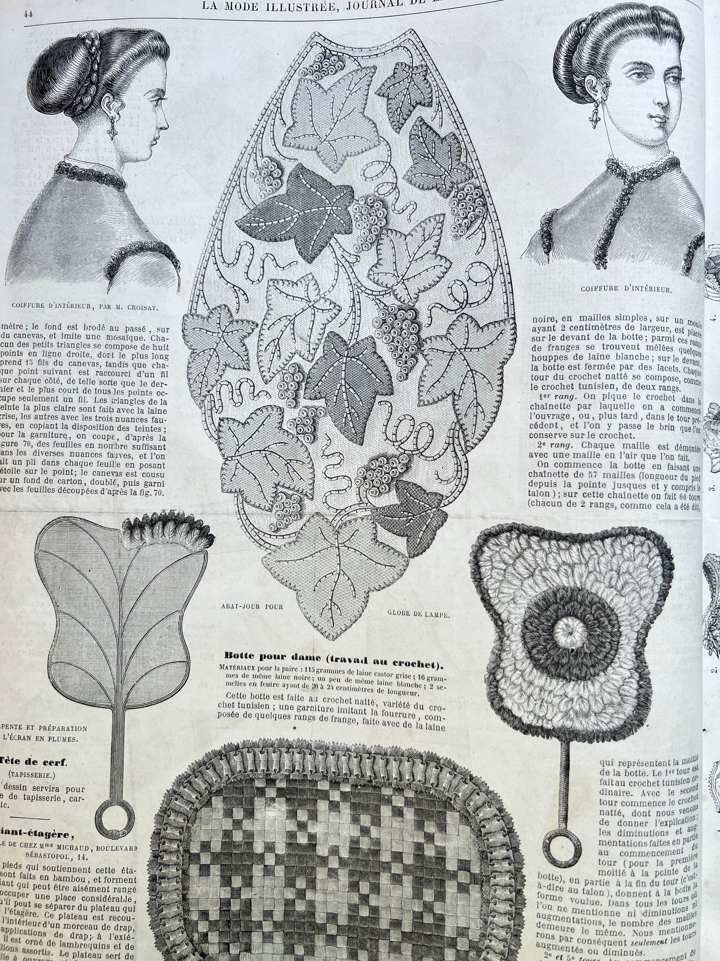 Crocheted Boots & Extraordinary Dresses in 10th February 1867 French La Mode Illustree