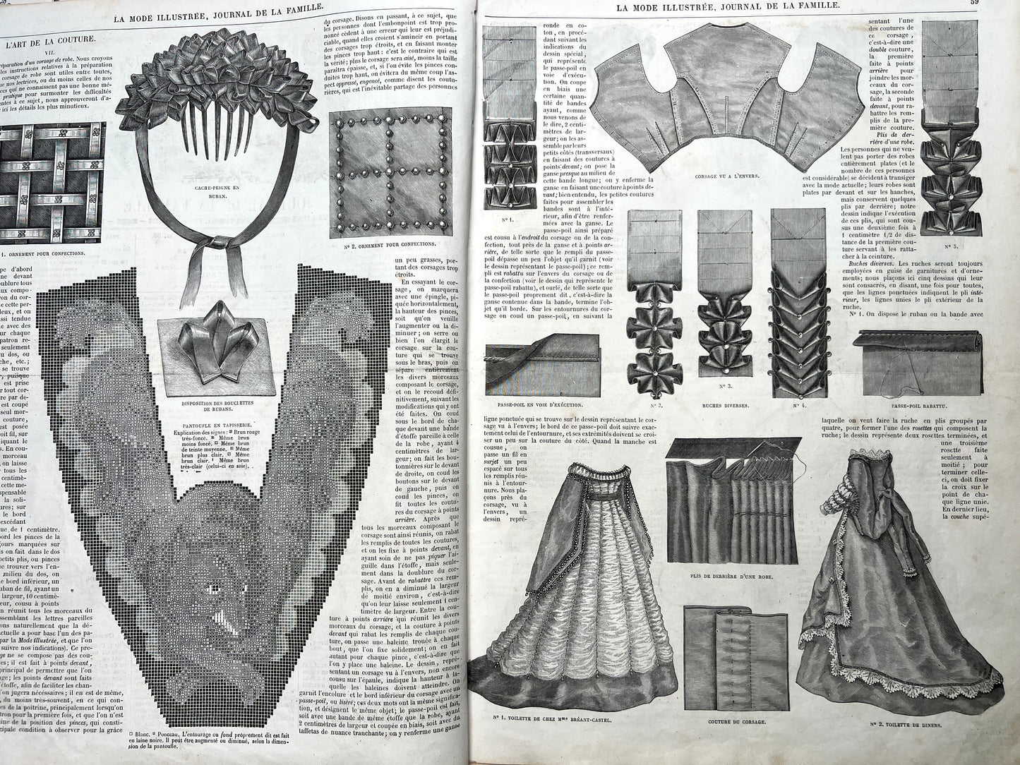 The Most Fashionable Hairstyles 159 years ago in the 24th February 1867 French La Mode Illustree