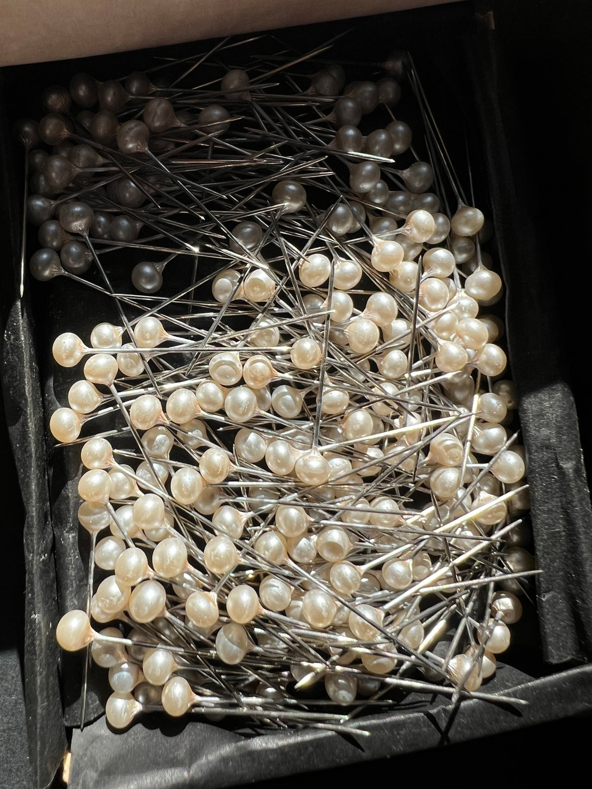 200g of 2.5cm Pins or 300g of 4cm Pins - Boxes of Vintage Faux Pearl Head Pins