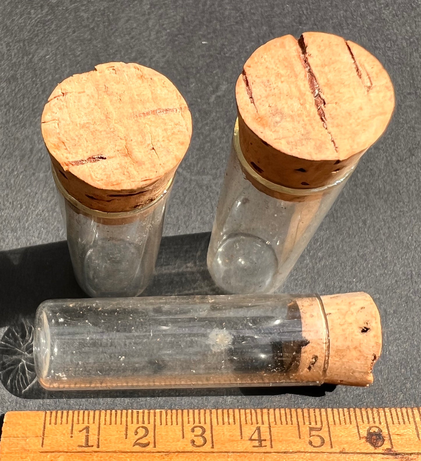 3 Proper Old Test Tubes With Proper Old Corks.
