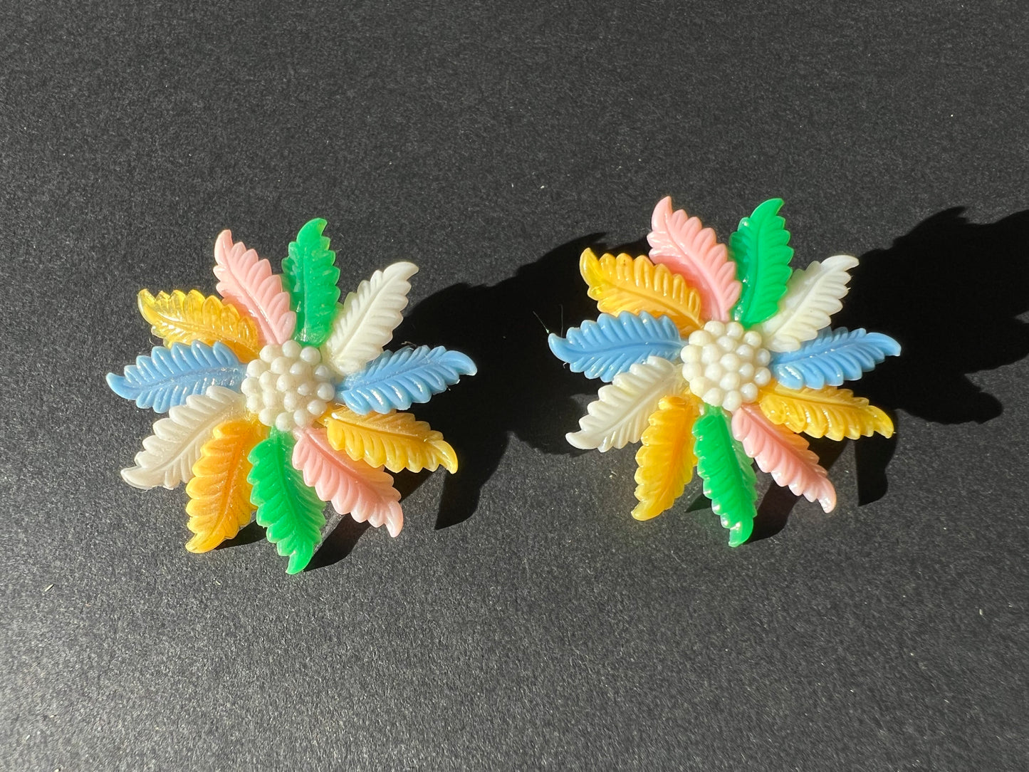 Optimistic Multicoloured Vintage Flower Clip-on Earrings