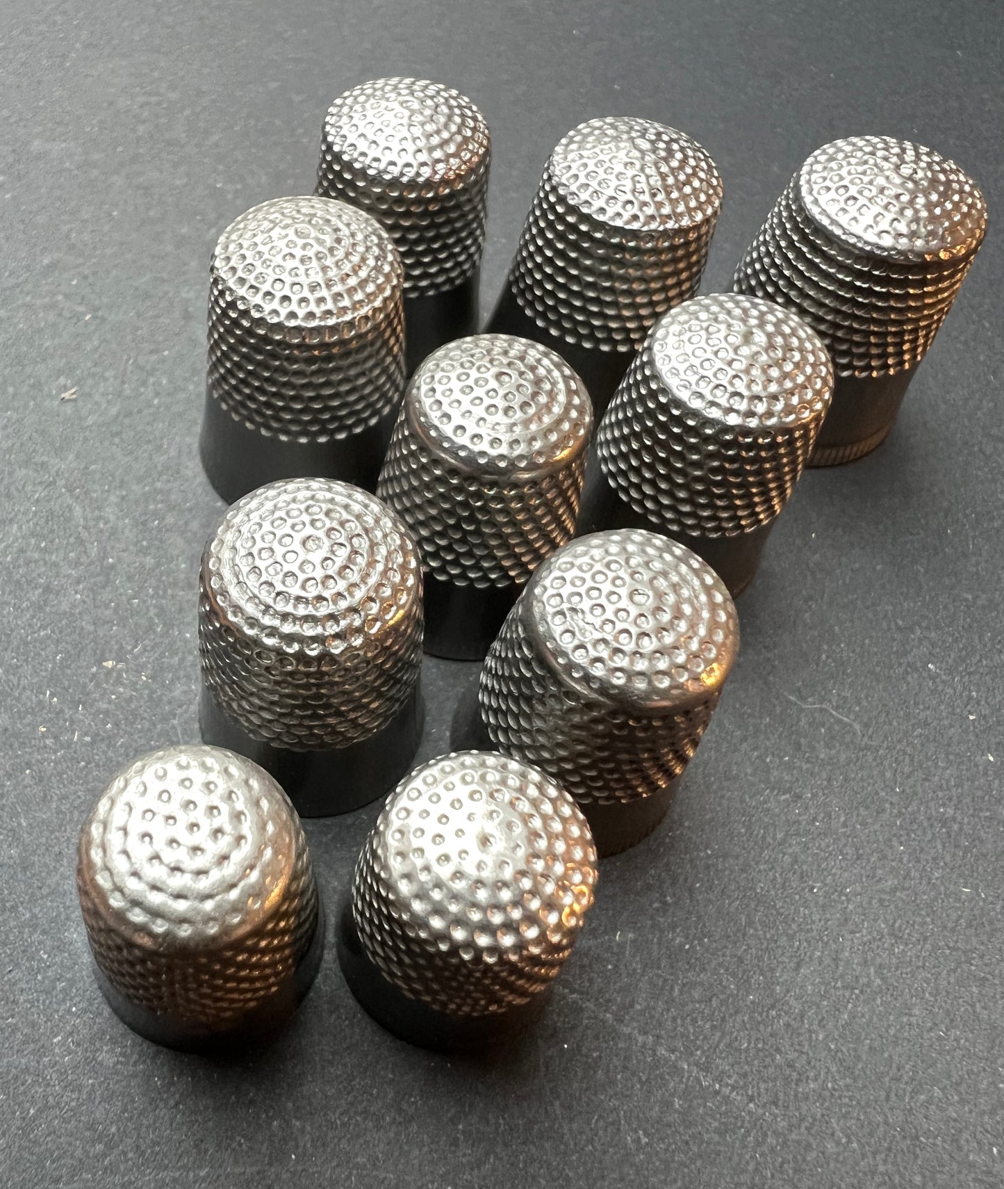 10 Vintage Thimbles - Assorted Sizes - 1.4 - 1.8cm wide.