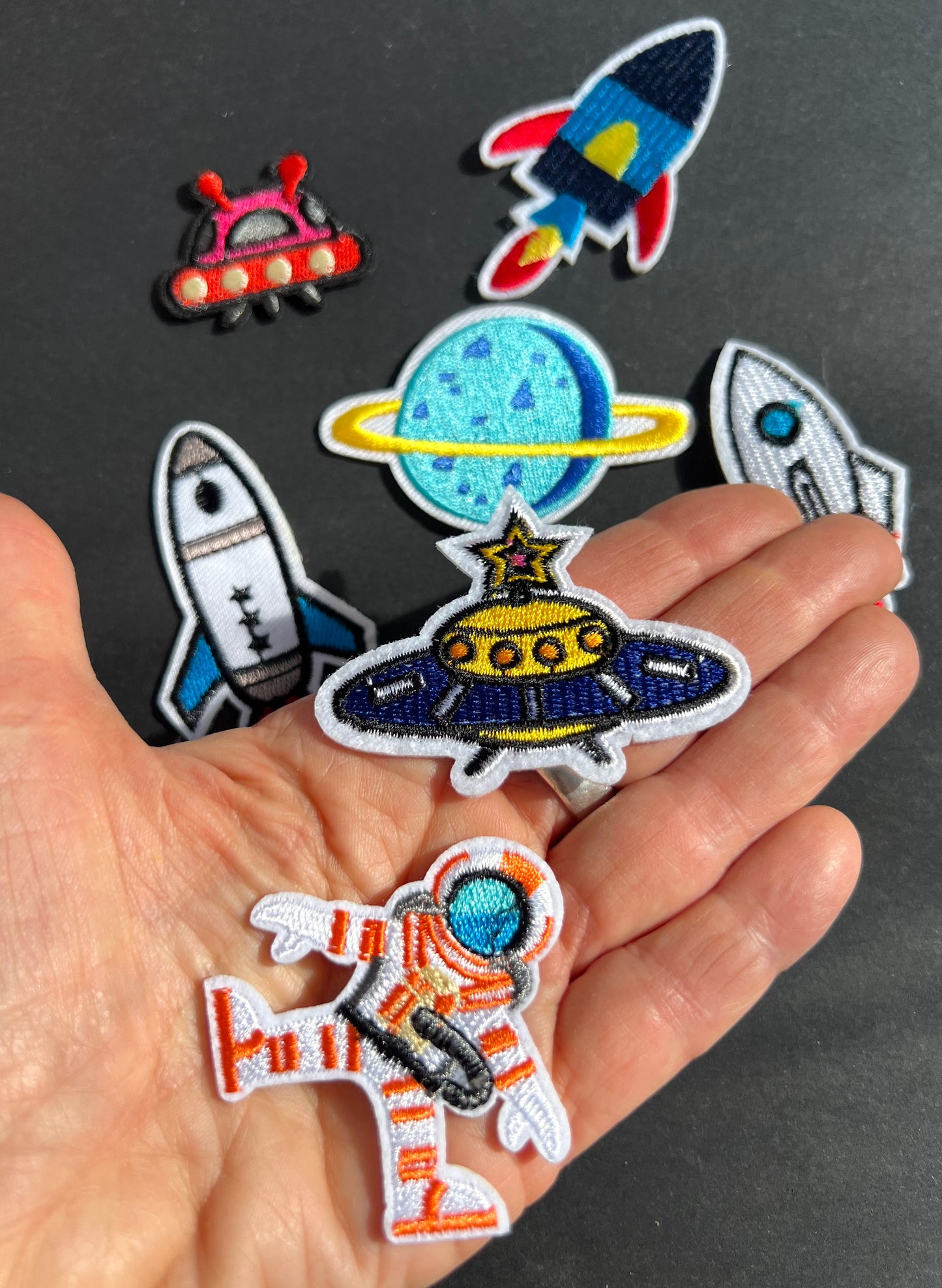 Job Lot of 7 Outer Space Iron-On Appliques / Patches incl. Astronaut (4)
