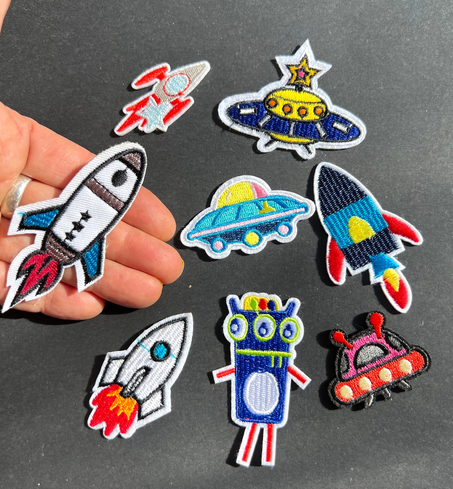 Job Lot of 8 Space Ship Iron-On Appliques / Patches (6)
