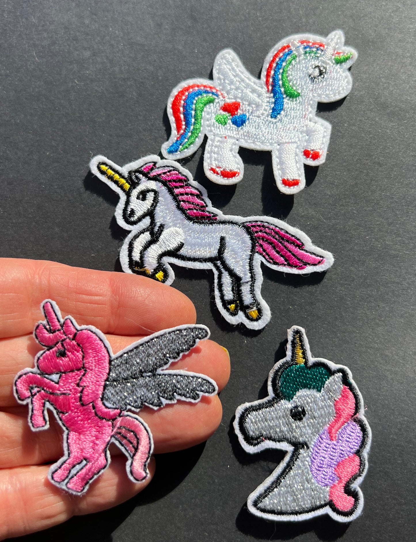Job Lot of 4 Assorted Unicorns Iron-On Appliques / Patches (10)
