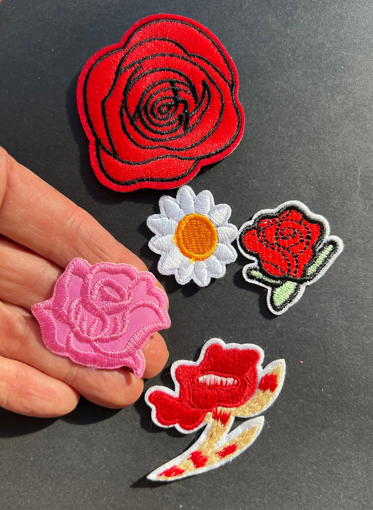 Job Lot of 5 Flower Iron-On Appliques / Patches (13)