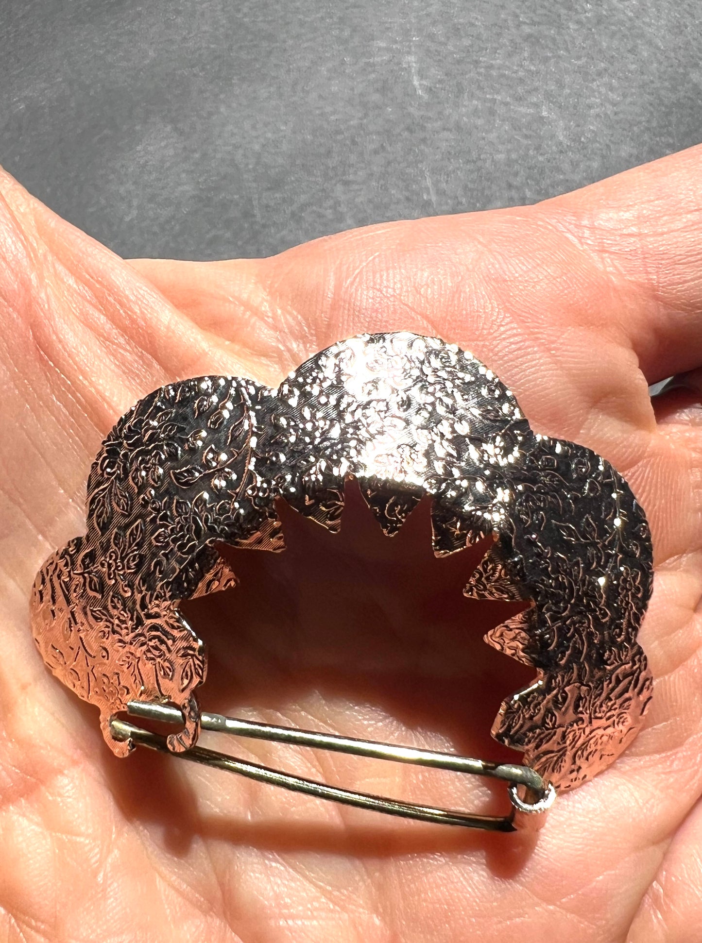 Unusual Mid Century Embossed Metal Hair Clip