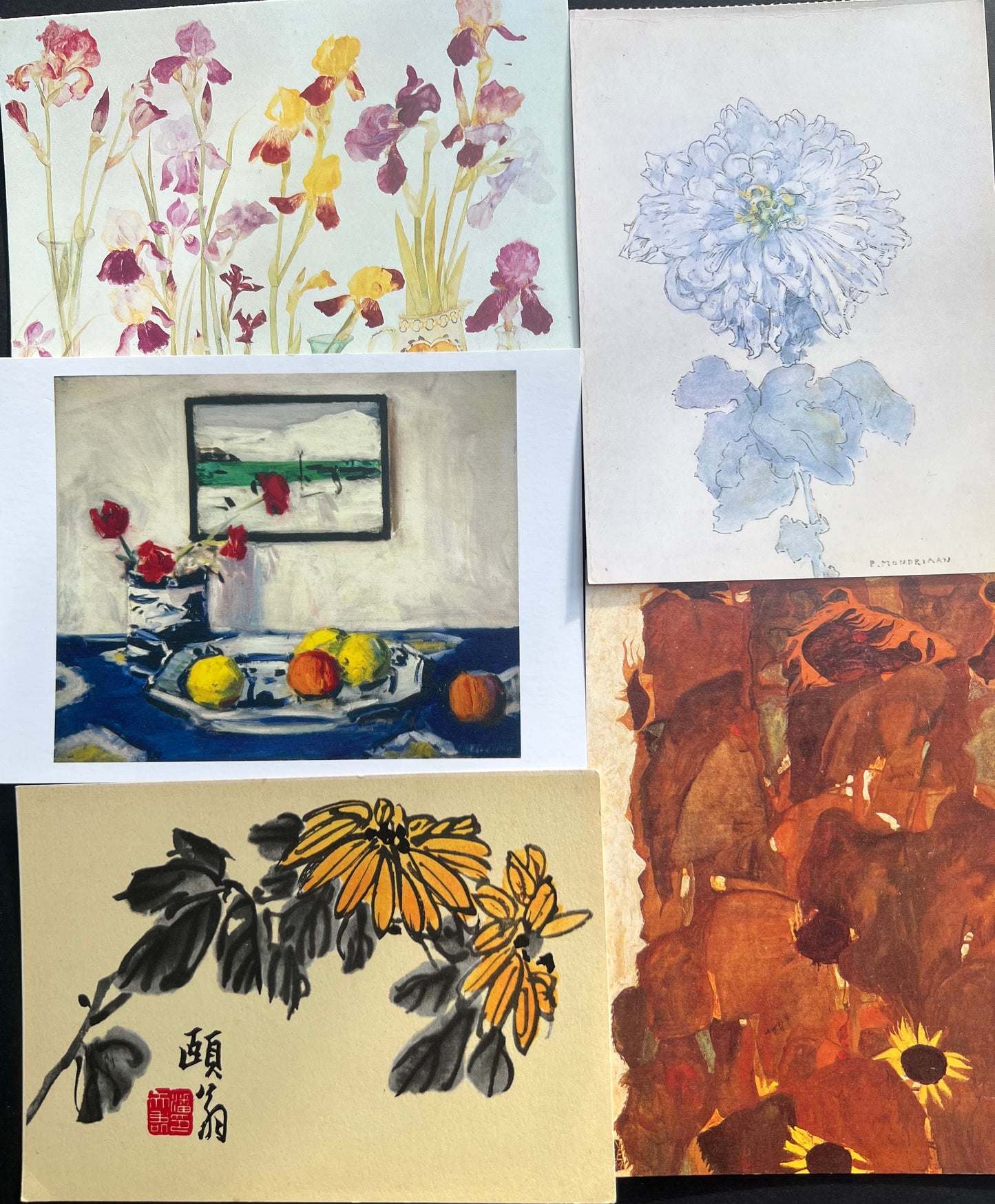 21 Art Postcards of Flowers.