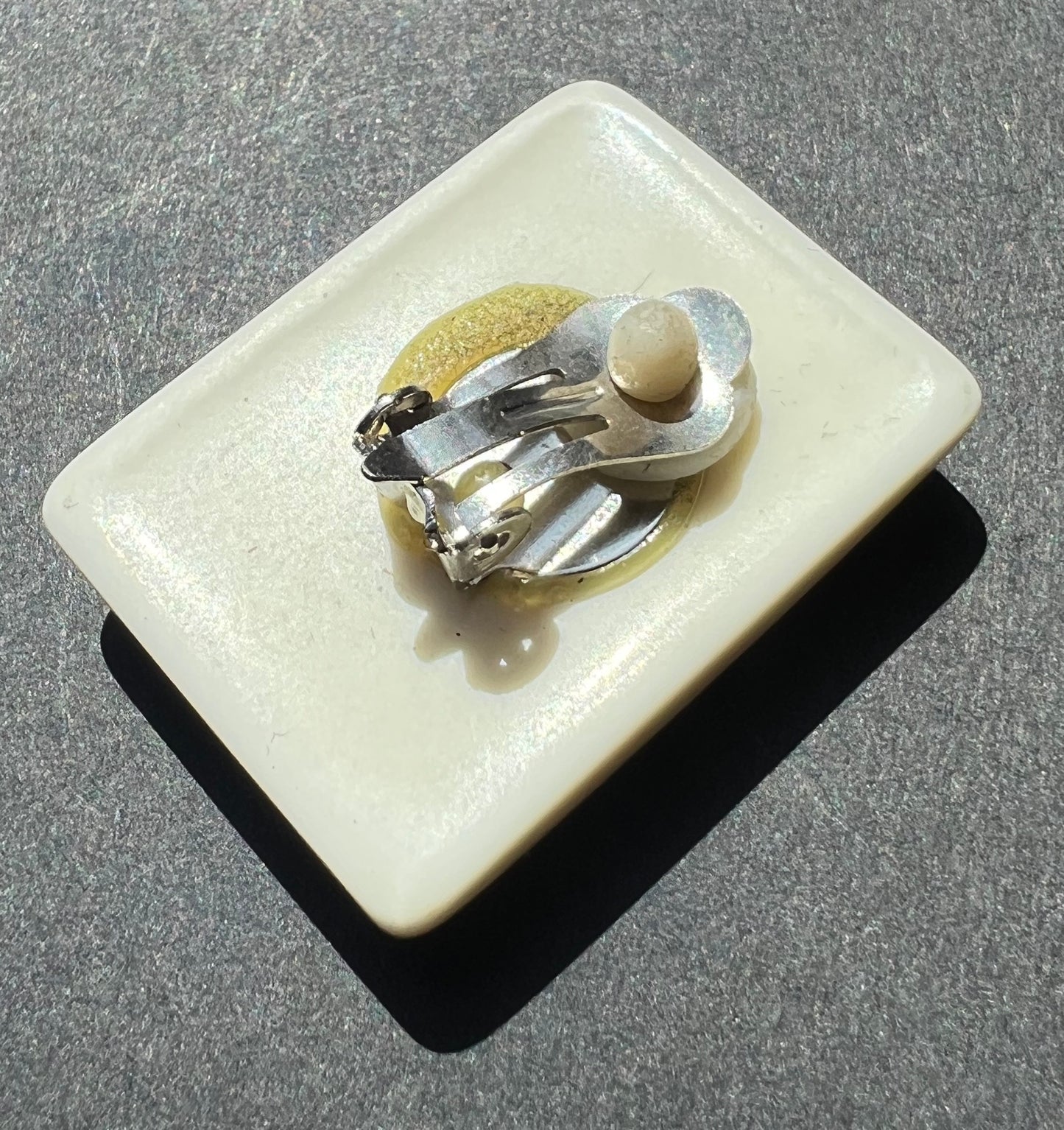 Big 1980s Two Tone Clip On Earrings