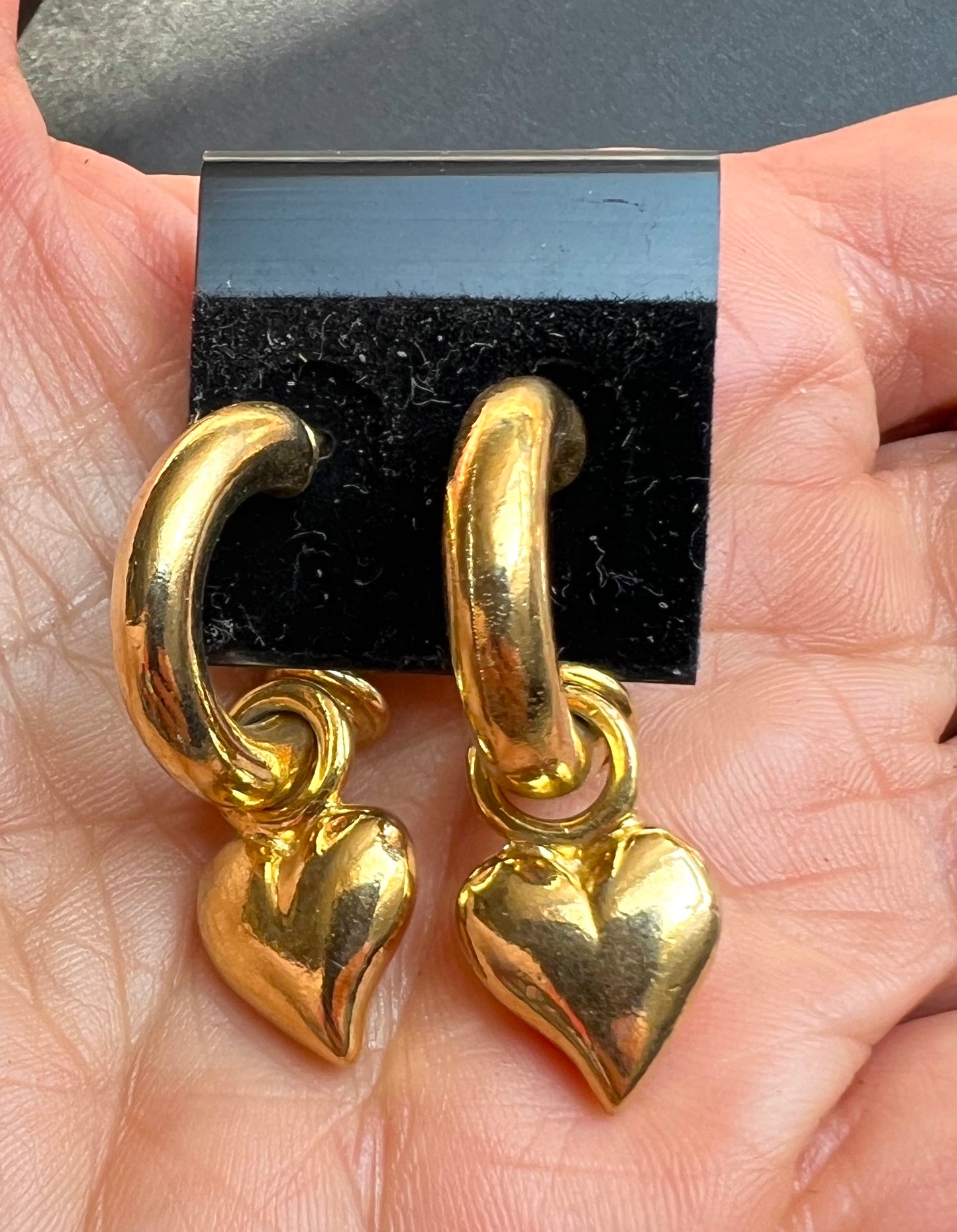 Big Chunky 1980s Hoop and Heart Earrings