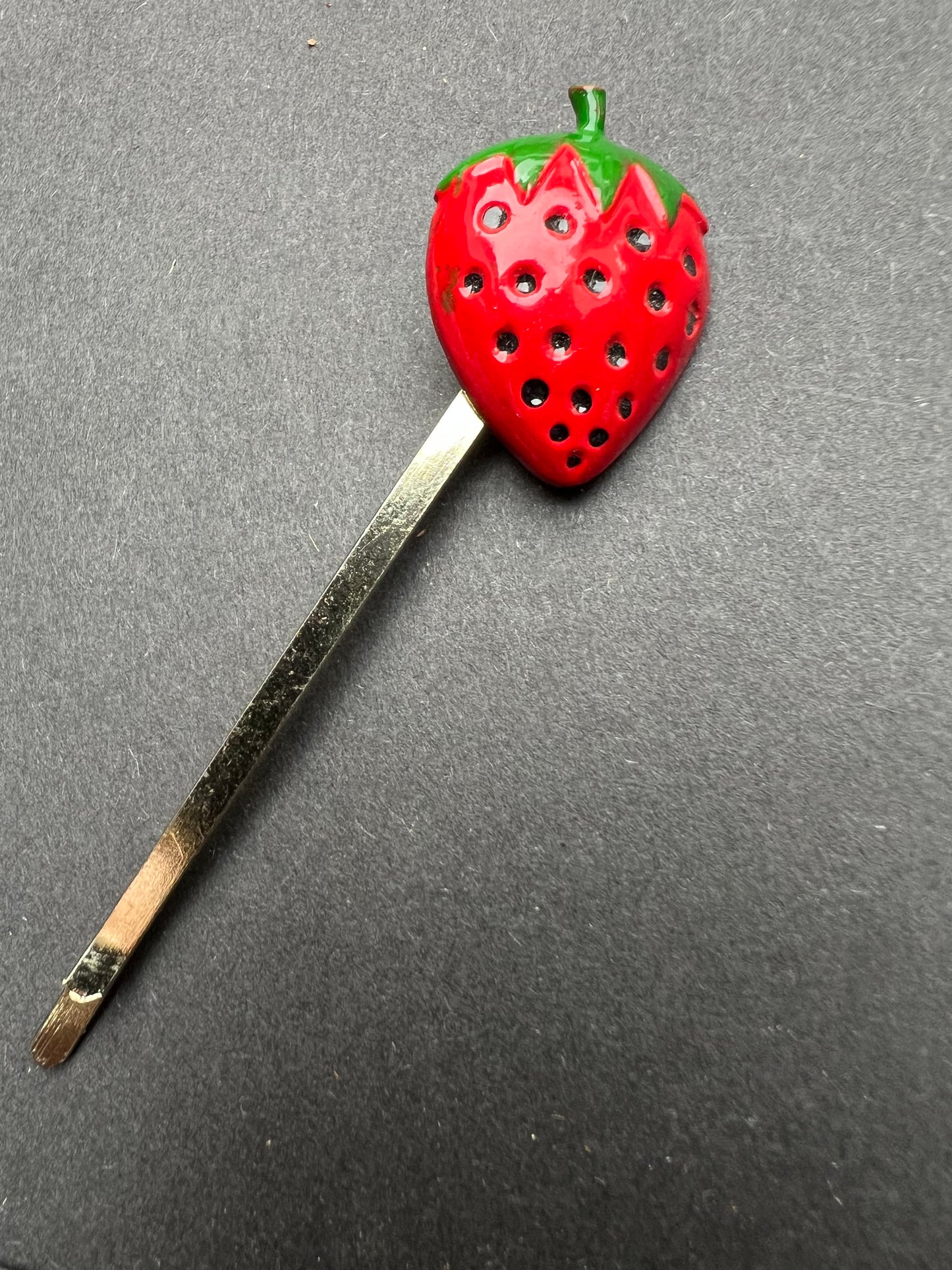 Vintage FRUIT Bobby Pins / Hair slides Apples, Cherries, Lemons, Strawberries, Peaches