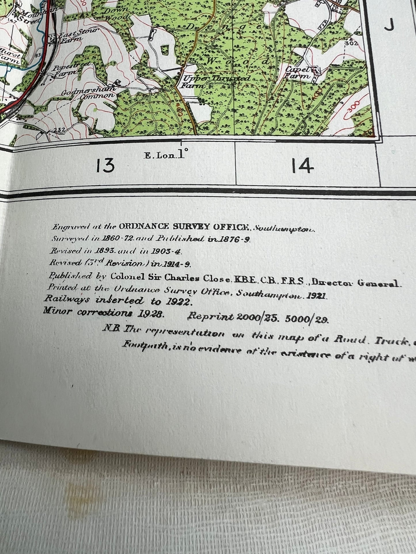 1920s ORDNANCE SURVEY Contoured Cloth MAP of CHATHAM + MAIDSTONE 1" to 1 Mile Sheet 116