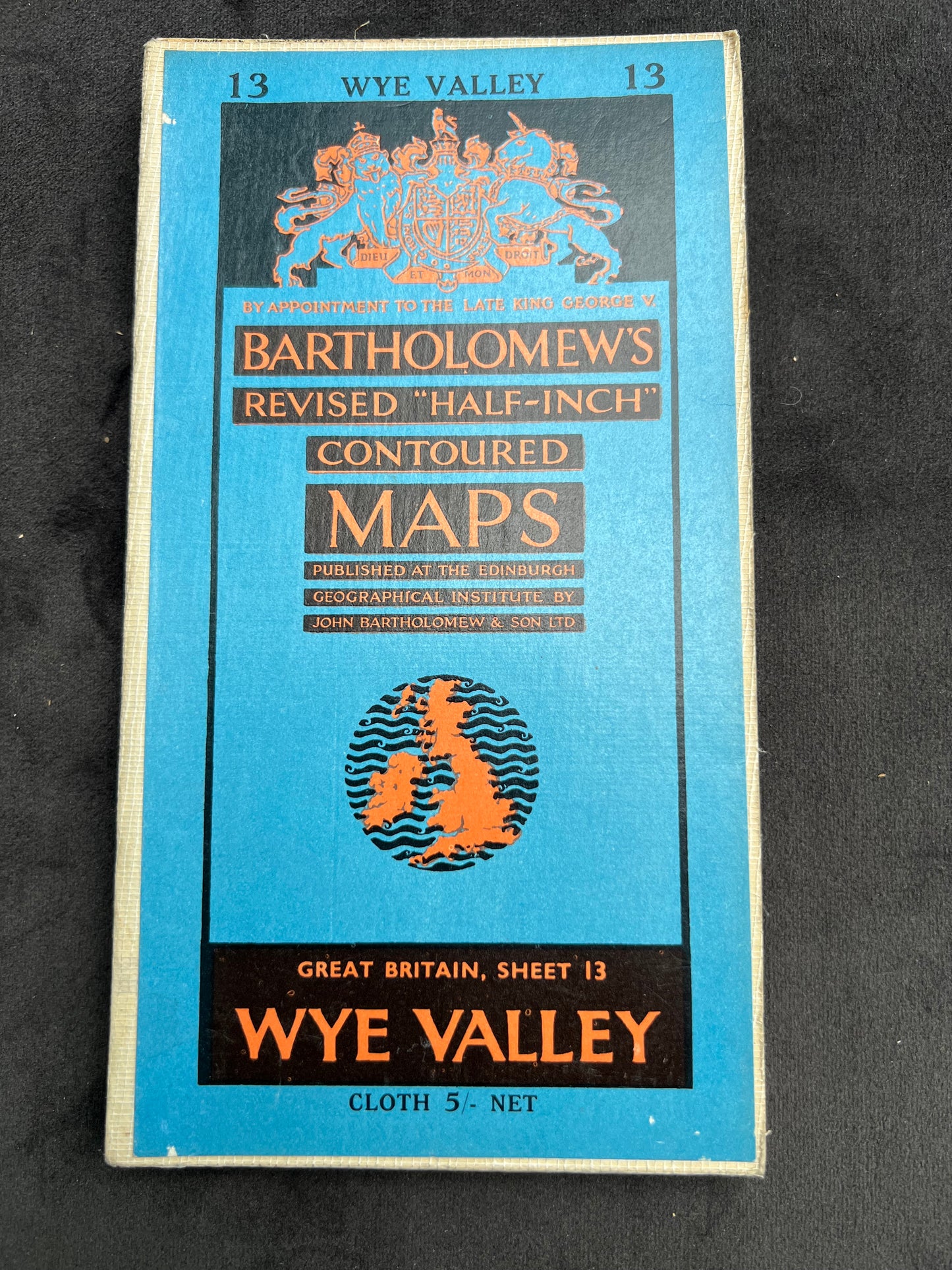 1948 or 1961 Bartholomew's Half Inch Contoured Map of The WYE VALLEY Sheet 13