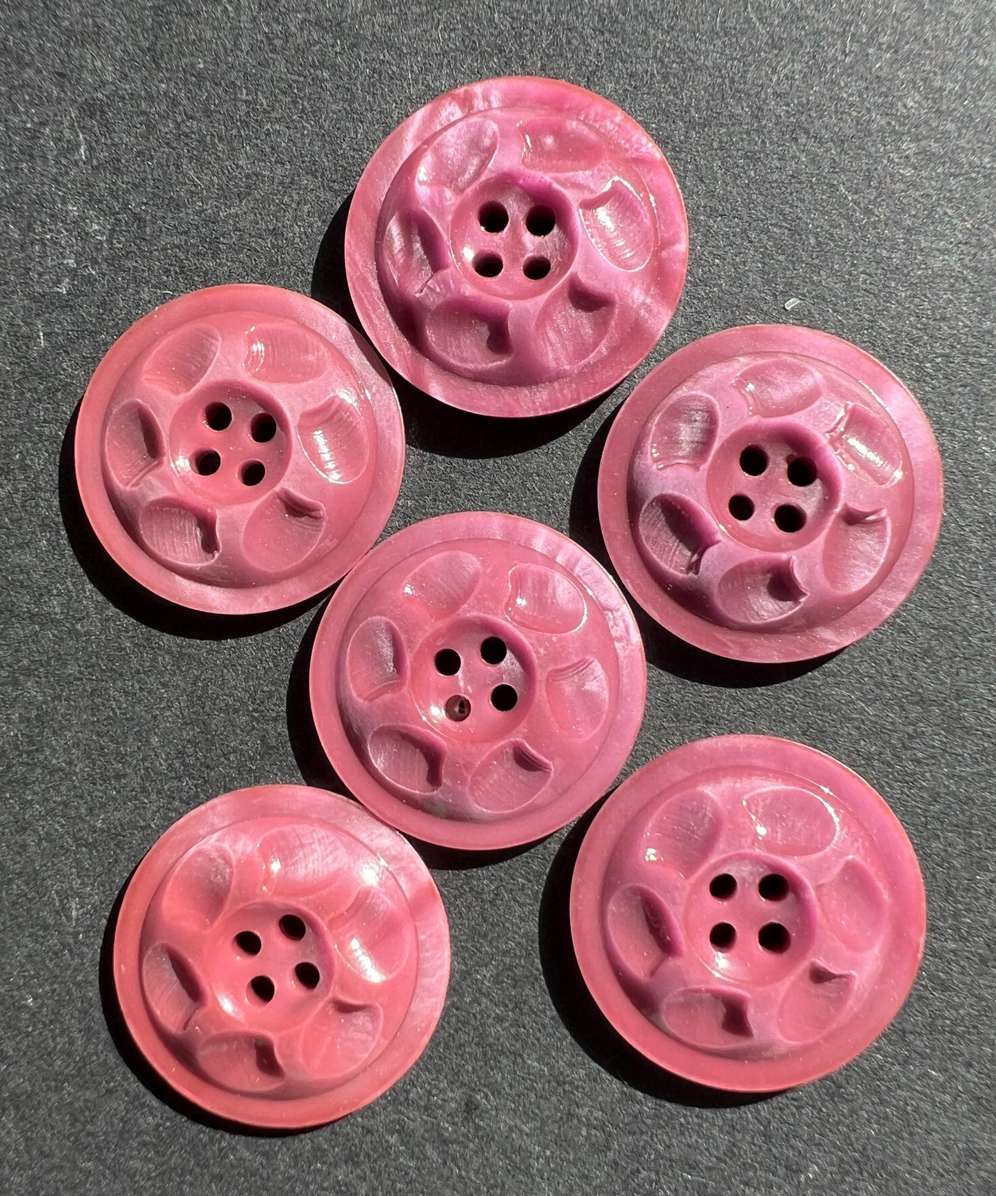 6 Silvery Maroon Vintage 1.8cm or 2.2cm Buttons