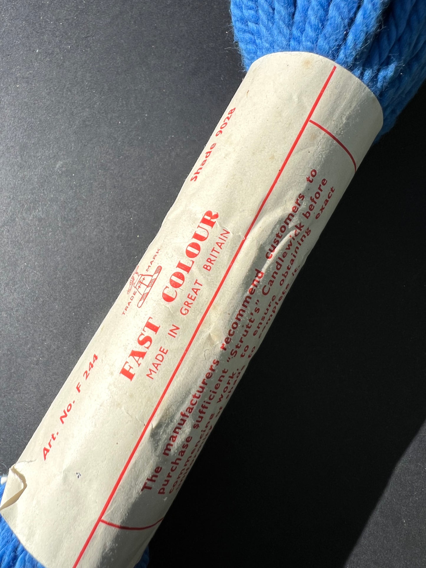 Vintage STRUTT'S 1oz Skein Blue Candlewick Cotton Shade 9028