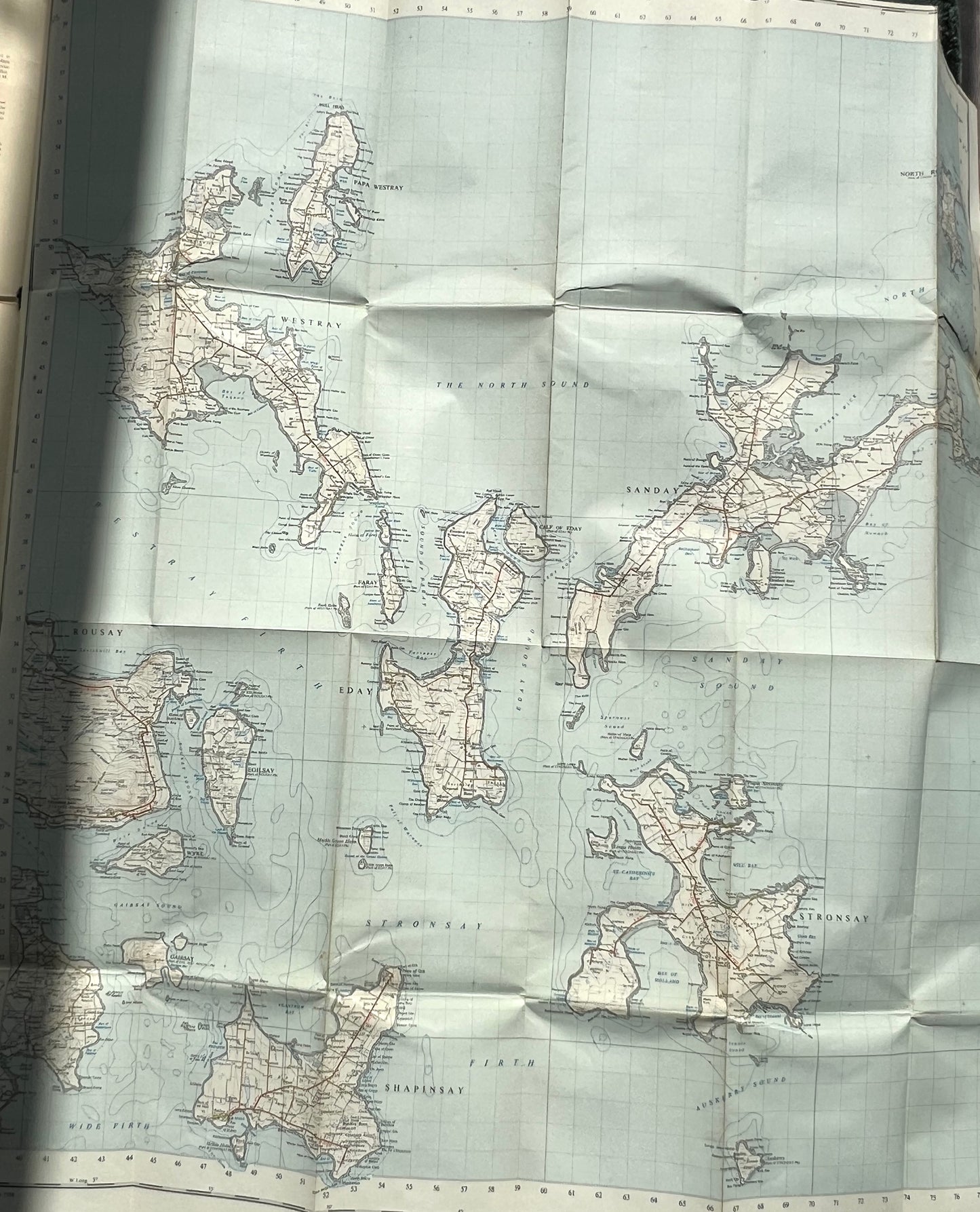 1950s One Inch ORDNANCE SURVEY Map of ORKNEY ISLANDS (NORTH) Sheet 5.