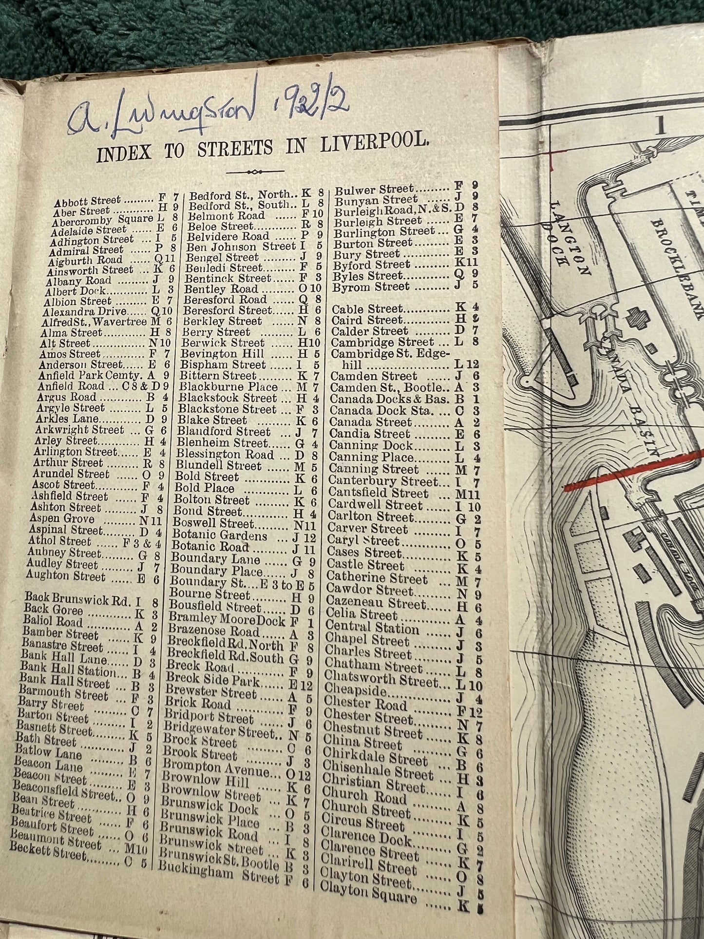 Fascinating 1920s Bacon's Large Scale Plan of LIVERPOOL. Map for Tourists and Cyclists
