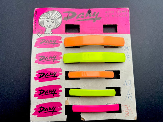 1970s French Neon Hair Clip Display