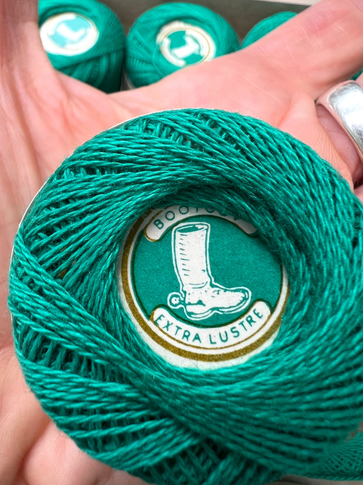 2 Boxes of Vintage Green Embroidery or Darning Thread