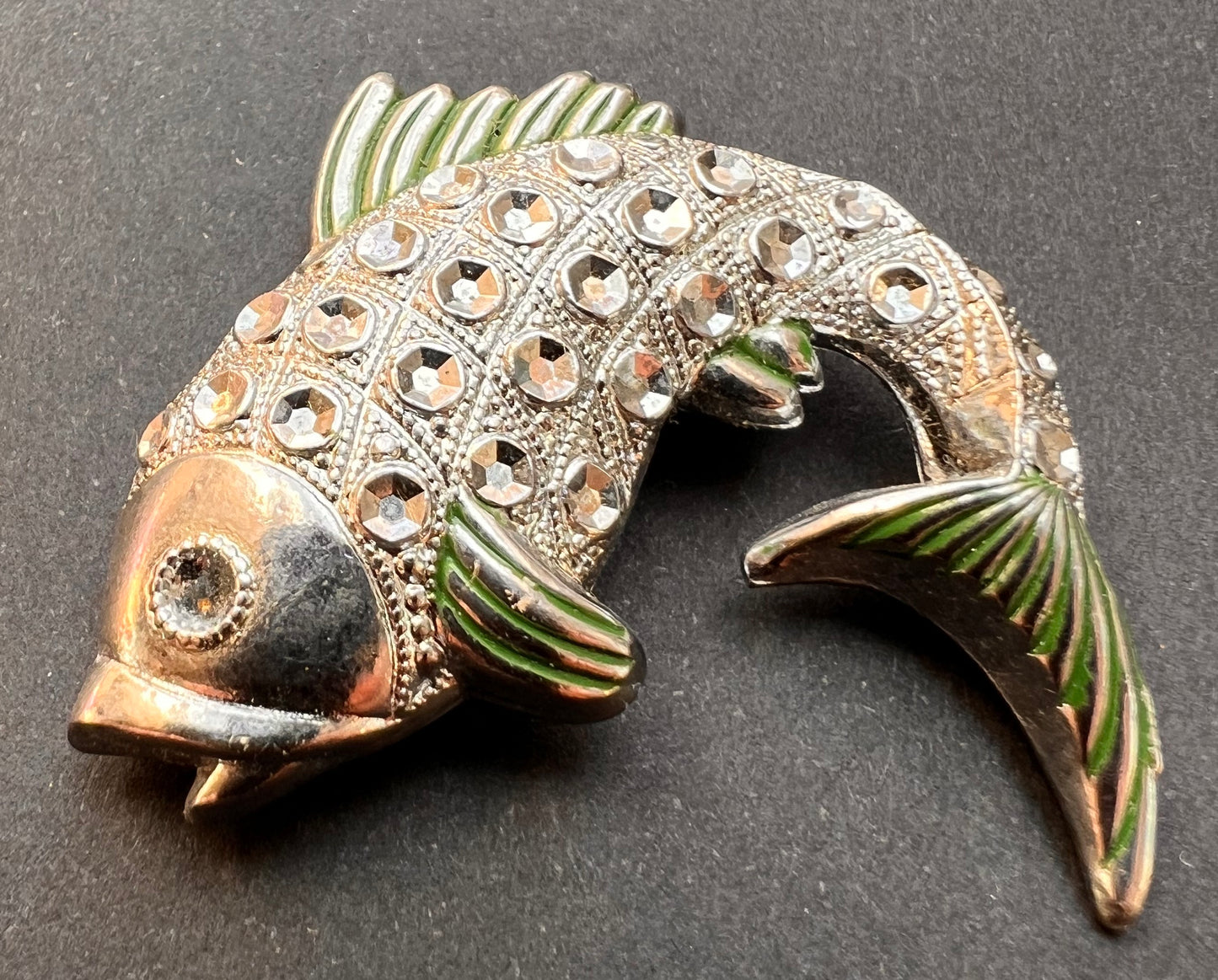 Vintage Faux Marcasite Big Fish Brooch