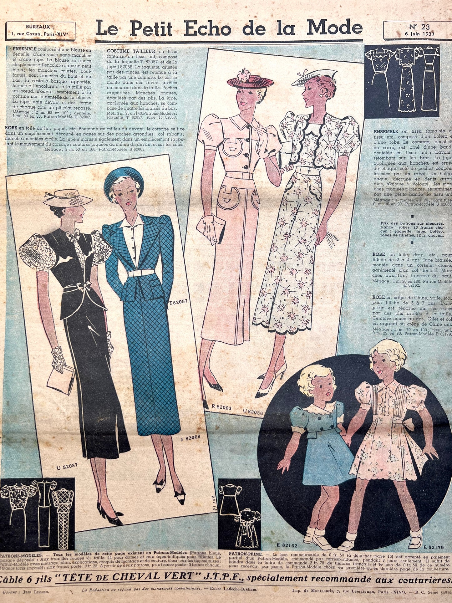 Pretty Cover on June 1937 French Le Petit Echo de la Mode